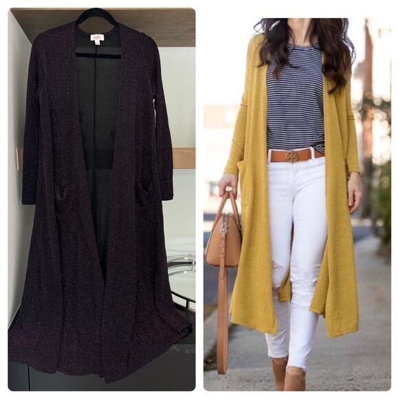 Lularoe Sarah Cardigan in Black Shimmer - Picture 1 of 9